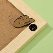 Western Cowboy Hat Enamel Badge, Country Style Cowgirl Brooch - Multicolor - View 3