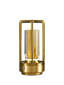 Portable Lantern Table Lamp, Touch Control 3-Color Stepless Dimmable USB Rechargeable 1800mAh 18650 Battery Wireless Ambient Light, Suitable For Bedroom Bar Restaurant Desk Dorm Night Light Decoration, Metal Frame Transparent Acrylic Lampshade, Modern Minimalist Luxury Design - Multicolor - View 13