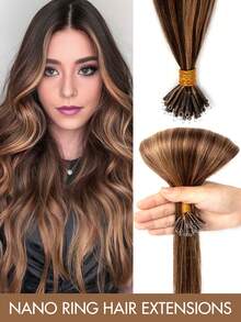 奈米接髮真人髮 Balayage 挑染 奈米環珠預黏接無縫接髮 女用 冷融合接髮棒 真人直髮 微奈米環珠髮片 真人接髮 女用萬聖節造型 - 彩色 - 查看 35