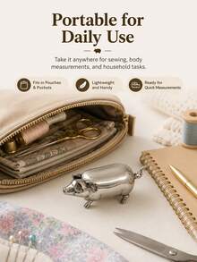 Vintage Style Mini Pig Tape Measure, Retro Metal Pig Soft Tape Measure, Suitable For Sewing And Crafts, Cute Pig Sewing Tape Measure Tool, Unique Gift For Patchworkers, Crafters And Collectors - Random Styles - View 6