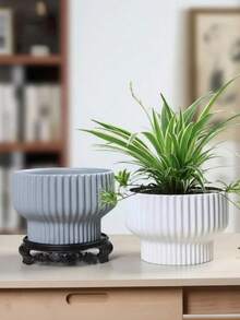 Haus Hana 歐式雙層圓形塑膠花盆 – 大型裝飾花盆，適用於人造植物、多肉植物和家居裝飾 - 彩色 - 查看 3