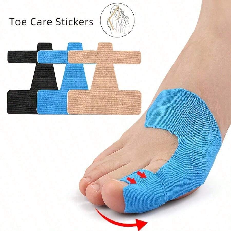 10pcs ODIKER Elastic Toe Care Tape, Pre-Cut Sports Kinesiology Tape, Fragrance-Free, Sports Bandage For Toe Protection And Comfort, Pre-Split Elastic Toe Guard Anti-Friction Inner-Effect Patch For Big Toe Hallux Valgus Fixation Support Sports Bandage Tape - Multicolor - View 1