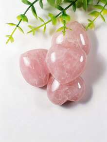 1/2pcs Natural Random Rose Quartz Heart - Polished Natural Rose Quartz Heart With Natural Inclusions And Cracks; A Very Suitable Natural Crystal Stone For Meditation And Energy Work. This Handmade Natural Stone Has Unique Pink Tones And Smooth Edges, The Stone Is Naturally Formed And May Have Color Differences And Internal Cracks - Multicolor - View 6