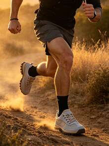 男士戶外休閒登山運動鞋，舒適路跑城市行走鞋 - 卡其色 - 查看 5