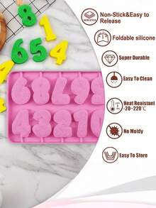 Complete 0-9 Rose Pattern Number Lollipop Silicone Mold 2 Pieces Set, 3D Vintage Carved Birthday Number Chocolate Mold With Dropper, Birthday Number Candy Silicone Baking Pan, Suitable For Birthday Cake Number Toppers, Holiday Celebration Parties, Anniversary Chocolate, Handmade Number Aromatherapy Candles, Cold Process Number Handmade Soap - Multicolor - View 9
