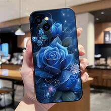 Fashionable Floral Pattern Phone Case Suitable For IPhone 17 16 15 14 13 12 11 Pro/Max/Plus Anti Drop And Shockproof Back Cover - Dark Blue - 查看 4