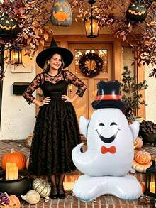 1pcp Large Standing Ghost Balloon, Suitable For Halloween Party Decoration, Ghost Theme Decoration, Horror Scene Decoration, Indoor And Outdoor Decoration - Multicolor - View 6