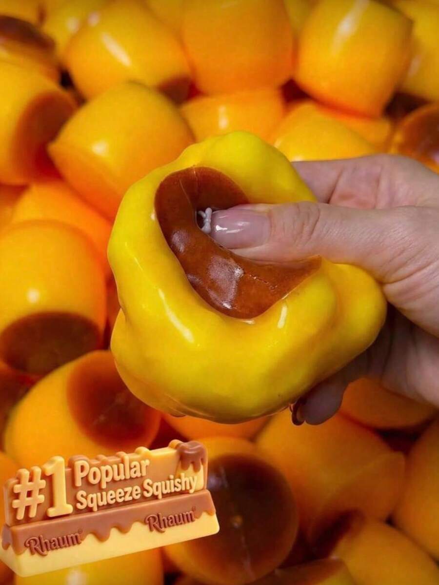 Caramel Pudding Handmade Squishy Ball, Soft And Moist Inner Layer, Suitable For Squeezing, Student Stress Relief Toy, Sound-Making Building Ball, Makes Crisp Sound When Squeezed - Multicolor - View 1