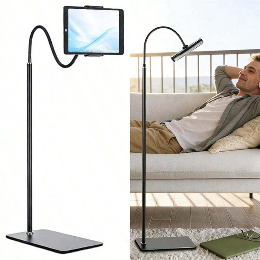 67" Tablet Tripod Floor Stand Phone Adjustable Universal For 4-12.9" Phone Pad - Black - View 1
