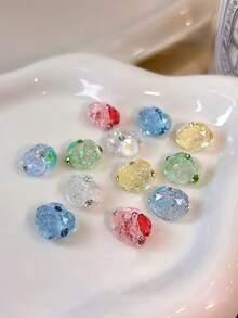5 buah Hiasan Kuku Rhinestone Telur Merpati Bunga Es, Warna Permen Musim Panas, Bola Rhinestone Es Hancur Oval Tanpa Dasar - MultiWarna - View 5