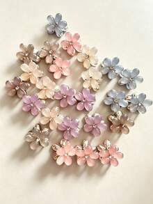 10/20pcs Random Color Combination Set Mini Flower Alloy Hair Claw Clips New Petal Design Women's Hair Clips Bangs Clips Side Hair Clips Hair Accessories Suitable For Daily Wear And Party - Multicolor - View 13