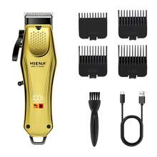 HIENA 3-In-1 Gold Hair Clipper & Grooming Set, LCD Display USB Rechargeable Hair Clipper, Zero Gap T-Blade Trimmer And Foil Electric Shaver, 8 Guide Combs Full Salon Accessories, Suitable For Fade Haircut, Bald Head, Beard Shaving, Men's Gift - Gold - View 13