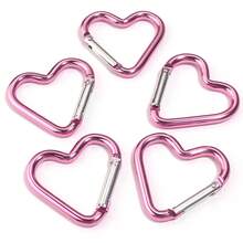 5pcs/Pack Large Heart-Shaped Zinc Alloy Spring Snap Hooks 43X42mm, Colorful Heart-Shaped Keychain Clasp, Bag Buckle, DIY Hanging Hook Material Accessory - Heart-shaped Carabiner - View 9