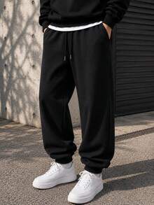 Men's Slim Fit Jogger Sweatpants Gym Training Cuffed Pants Unisex - 深黑色 - 查看 1