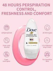 Dove 1 瓶 40ml 隱形乾爽不留痕 長效汗味控制溫和腋下護理女性用止汗滾珠 - 40ml 新版隱形乾爽 女士 - 查看 3
