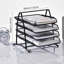 4 Tier/ 3Tier Metal Mesh File Organizer Tray, A4 Paper Document Storage Rack, Multi-Layer Desktop Letter Tray Holder For Office Home School Workspace,Portable Paper Organizer,Sturdy, Durable And Easy To Clean. - View 7