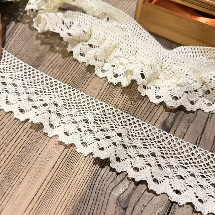 1 meter Renda Berongga Vintage, Cocok untuk Pakaian, Tas, Dekorasi Pernikahan, Kerajinan Jahit, dan Tekstil Rumah Tangga - krem - View 1