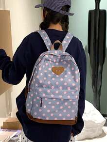 Korean Ins Style Polka Dot Heart Backpack, Japanese Fresh Lightweight Student School Bag, Cute Casual Daily Use Backpack - Multicolor - View 13