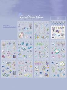 1 Book 20 Sheets Fresh Floral Die-Cut Sticker Book For Planner DIY Collage Decoration Scrapbook Photo Album - Iridescent Floral Painting - View 14