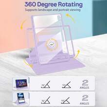 DANYCASE Slim Rotating Protective Case For Samsung Galaxy Tab S10Lite S9 S9FE, With Pen Slot Design, Shockproof Transparent Back Shell - Purple - View 4