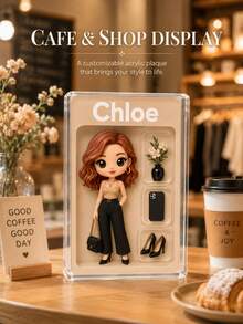 Custom Portrait Doll, Personalized Digital Portrait Art, Custom Photo To Cartoon Acrylic Plaque, Wedding Keepsake, Personalized Acrylic Keepsake, Anniversary Gift, Keepsake For Special Someone, Personalized Photo Stand, Office Decor - Multicolor - View 9