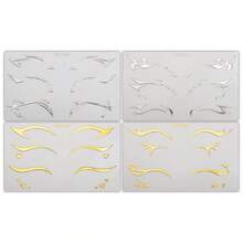 4pcs Y2K Eyeliner Style Metallic Silver Face Decoration Stickers, Waterproof Eyeliner Stickers, Suitable For Festival Party Makeup - Multicolor - View 3