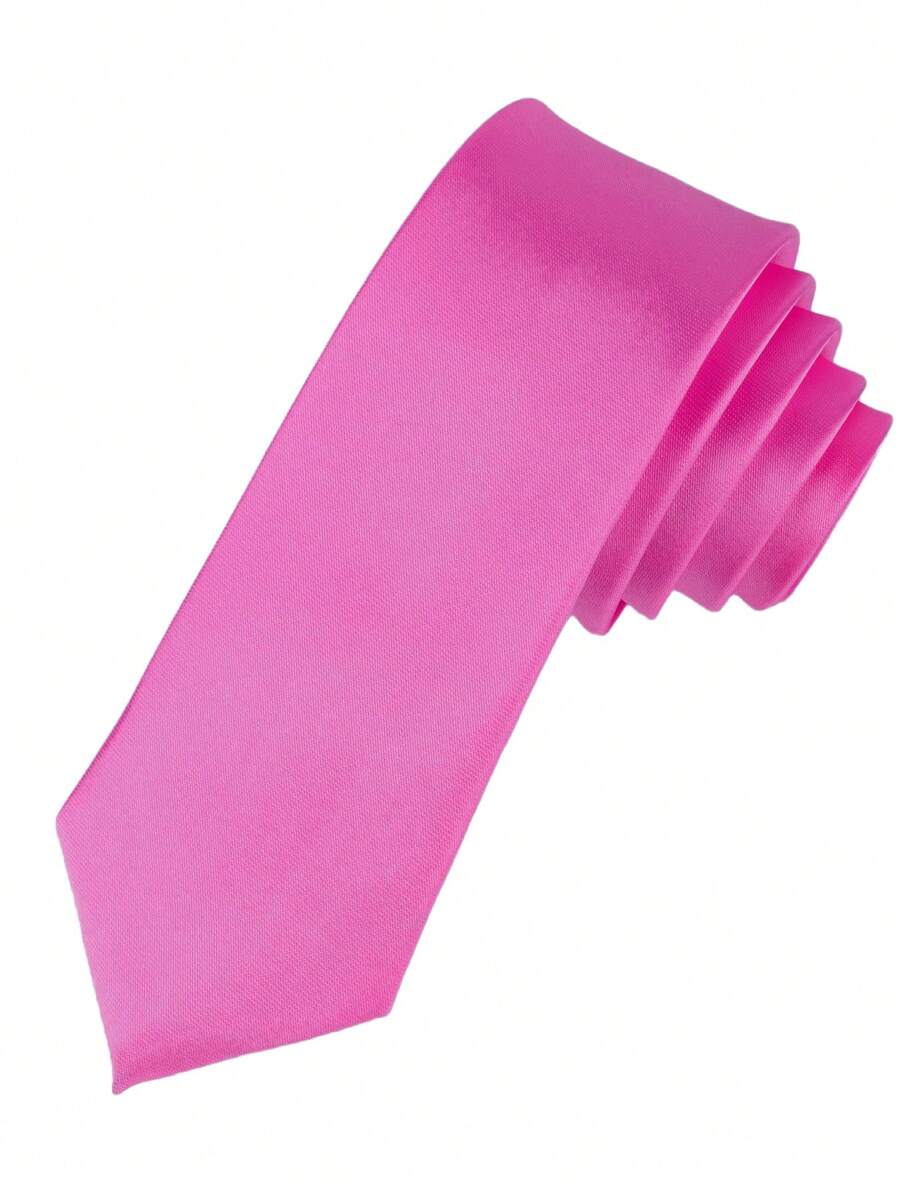 1 PIEZA Corbata de unicolor para hombre, corbata estrecha formal de negocios (5cm) - rosa roja - Ver 1