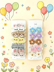 10pcs/Set Cute Animal Design Hair Clips, Soft & Adorable Baby Hair Clips, Bangs Clips, Won't Damage Hair, Suitable For All Seasons - 彩色 - 查看 11