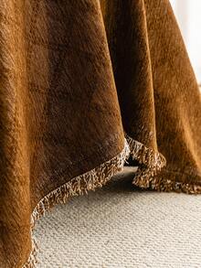 1pc Ultra Soft Chenille Solid Color Diamond Lattice Sofa Blanket - Suitable For All Seasons, Easy To Clean And Non-Shrink, Perfect Gift For Friends And Family, Full Coverage Sofa Cover With Tassel Details - Machine Washable, Cat Scratch Resistant, Fits 1-4 Seater Sofas, Sofa Throw - Coffee Brown - View 8