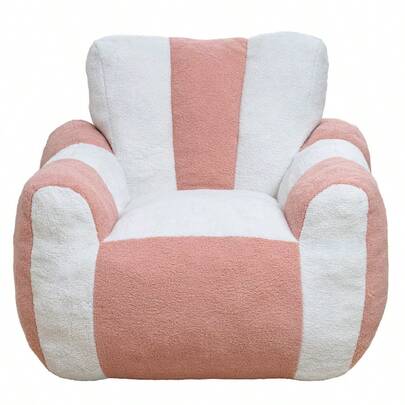 Bean Bag Chair, Comfy Teddy Beanbag Chair For Adults And,Lovely Lazy Sofa With With A Color-Block, Heart-Shaped Backrest, Large Reading Chair For Living Room, Bedroom, Apartment White And Pink