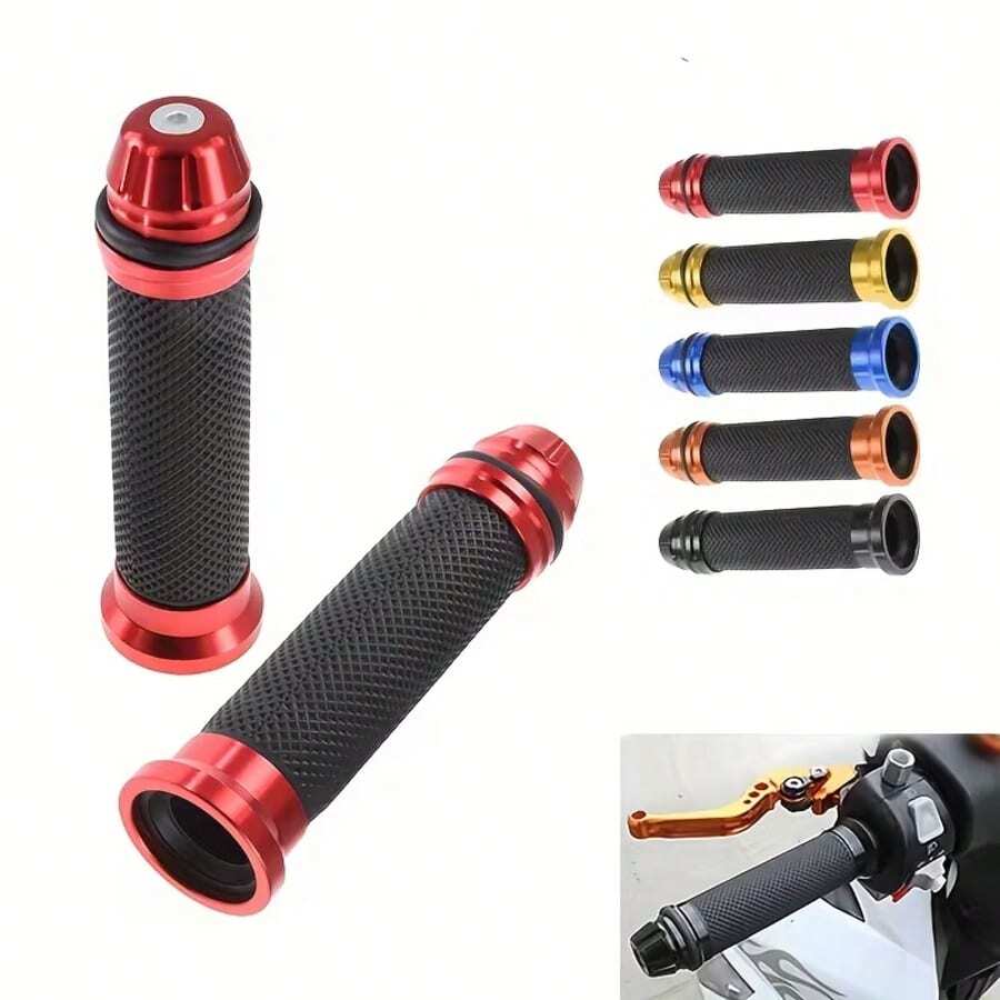 2pcs Motorcycle Accessories High Quality Aluminum Alloy Handlebar Grips (Handlebar Rubber), Universal Modified Electric Scooter Throttle Grip Covers, Handlebar Modification Parts - One Size - View 1
