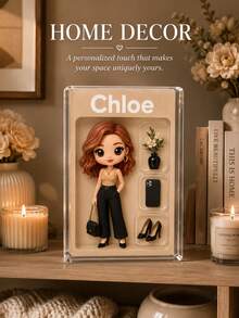 Custom Portrait Doll, Personalized Digital Portrait Art, Custom Photo To Cartoon Acrylic Plaque, Wedding Keepsake, Personalized Acrylic Keepsake, Anniversary Gift, Keepsake For Special Someone, Personalized Photo Stand, Office Decor - Multicolor - View 7