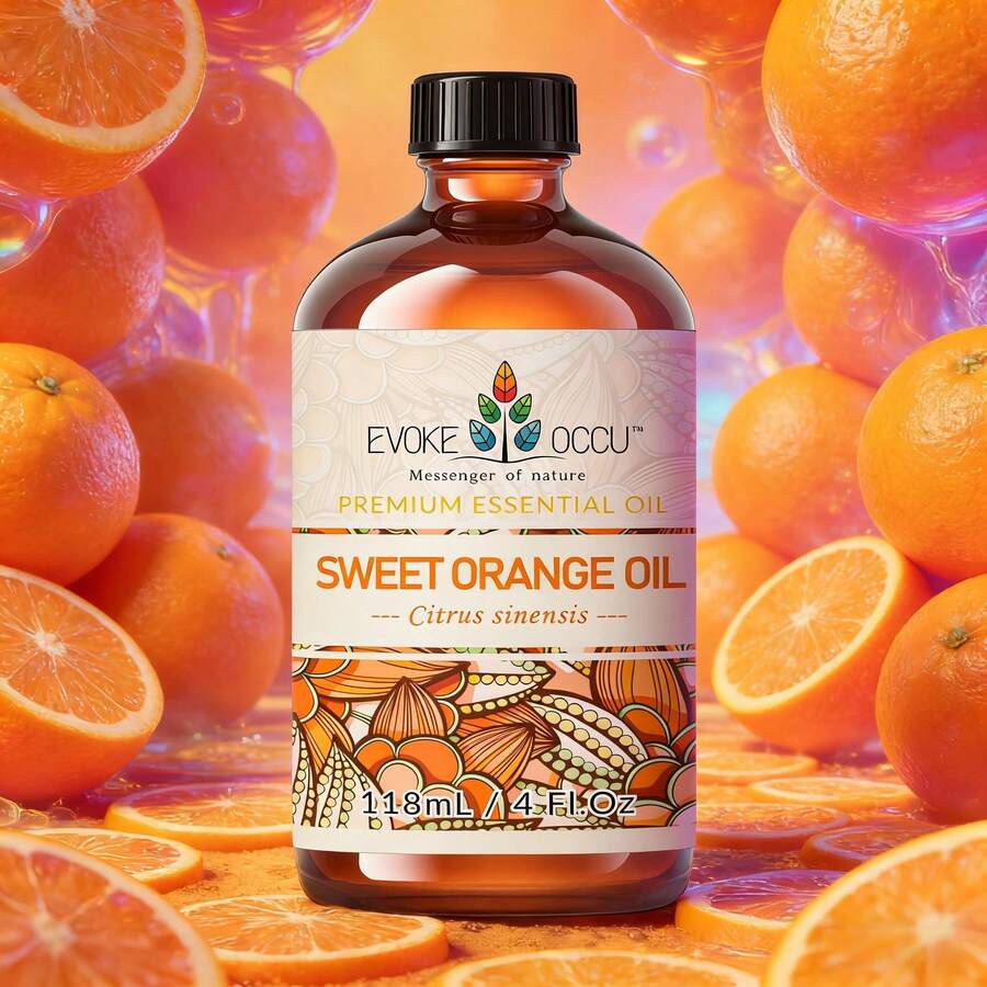 EVOKE OCCU Sweet Orange Essential Oil, Uplifting Bright Citrus Scent, For Cleaning & Air Purify, 10mL/30mL/100mL Orange Oil For Stress Relief Diffuser Bath Massage DIY Candle Soap Making - Sweet Orange - View 1