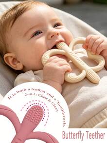 Infant Butterfly Teething Stick, Silicone Teether, Double Handle Teething Toy For Babies - Multicolor - View 1