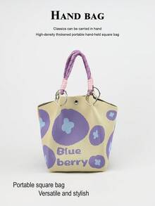 1pc Cartoon Fruit Large Capacity Lightweight Handbag, Suitable For Commuting, School, Travel, Portable And Easy To Match With Clothes, All Seasons - Multicolor - View 10