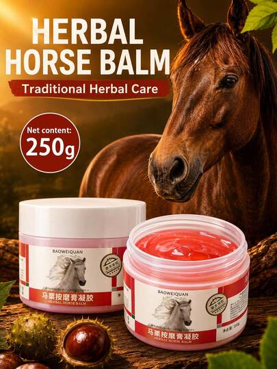 250g Herbal Horse Oil Balm, Suitable For Multiple Body Parts, Traditional Chinese Medicine Product, Herbal Extract, Non-Greasy, Easy To Carry, Suitable For Summer Use