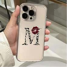 Leopard Letter Red Lips Clear Phone Case For IPhone 17 16 Plus 15 Pro Max 14 Pro 13 12 11 X XS XR 7 8 Plus 16E 17 Air Soft Cover - T18958 - 查看 7