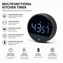 1pc Kitchen Timer For Cooking Baking, Home Countdown Timer Reminder Alarm Clock With Magnetic Backing, Rotary Timer With 3 Volume Levels, Time Management Remind Timer, 3*AAA Battery Operated (Battery Not Included) - LED digital display - View 4