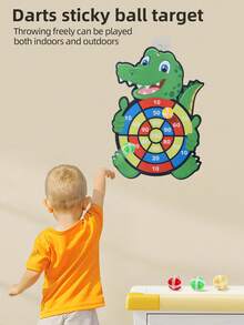 Children's Cartoon Sticky Ball Dart Target, Indoor Parent-Child Interactive Throwing Toy, Boys Girls Christmas Halloween Thanksgiving Holiday Gift - Includes 1 Hook And 3 Sticky Balls - Target-crocodile - View 3