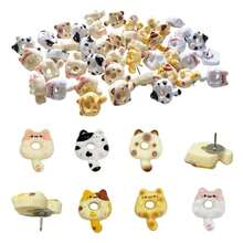 10/15/20pcs Creative Cat Design Resin Push Pins, Cute Photo Wall Cork Board Decoration Thumb Tacks - Multicolor - View 6