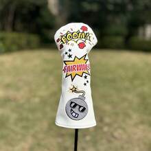 1pc Premium Golf Club Headcovers - Creative Boom Design For Driver, Fairway Wood, And Hybrid - Protect Your Clubs And Add Style To Your Game - White - View 6