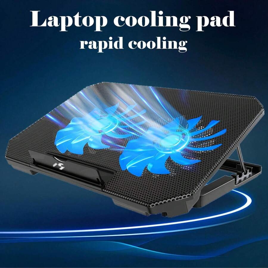 2-Fan Laptop Cooling Pad, Quiet PC Gaming Laptop Cooler Stands With Large Fans, Laptop Cooling Mat Accessories