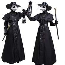 Adult Plague Doctor Costume Medieval Steampunk Long Black Robe Birdbeak Mask Set Dark Festival Roleplay Outfit - Multicolor - View 6