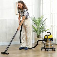 HOMCOM Aspirador en Seco y Húmedo 3 en 1, 1200W, Aspiradora con Función de Soplador, Manguera 2 m, Depósito Inoxidable 20L, Triple Filtro, Boquilla para Suelos y Ranuras, Amarillo - Enchufe EU Tipo F(220-240V) - Ver 2