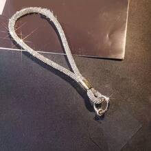 1pc Shiny Rhinestone Crystal Short Phone Lanyard Wrist Strap Anti-Loss Phone Chain Compatible With IPhone/ Series Durable Fashion Y2K Full Rhinestone Phone Lanyard For Women - Multicolor - View 9
