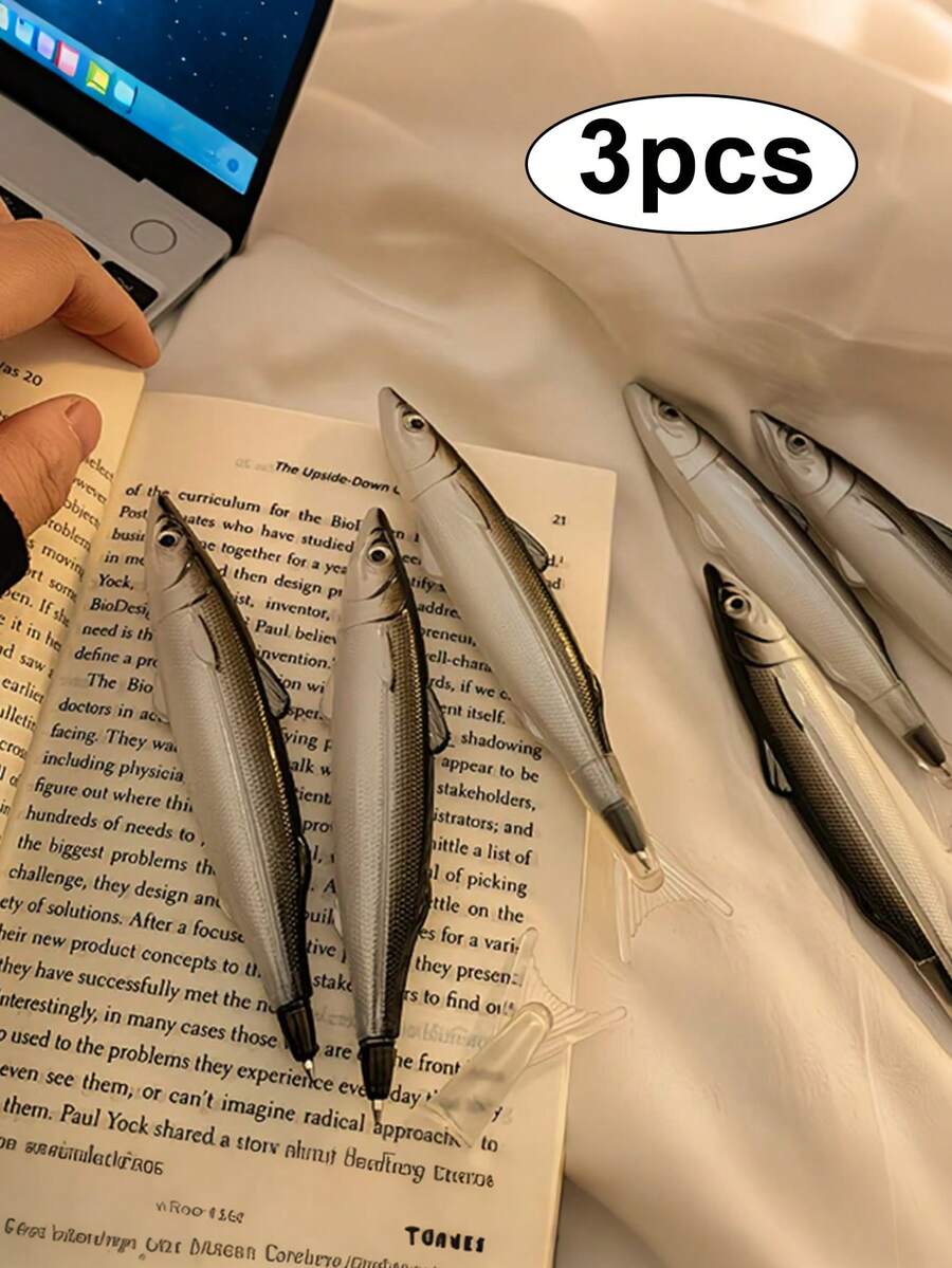 3支隨機發送黑色中性筆,趣味鹹魚造型筆,開學季,開學第一天 - 彩色 - 查看 1