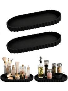 Large Capacity Bathroom Vanity Countertop Storage Tray, Decorative Silicone Storage Tray With Scalloped Edges, Cosmetic Storage Tray, Coffee Table Decorative Tray, Soap Dish To Store Detergent, Toiletries, Perfume And Candles - Multicolor - View 1