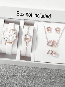 6pcs/Set Women's Fashion Minimalist Round Dial Quartz Watch Set, Versatile Student Wristwatch - one-size - View 7