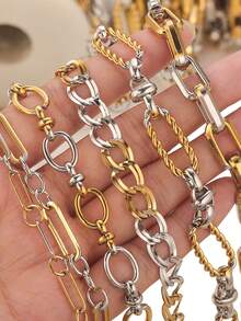 1m Stainless Steel Charms Hip-Hop-Style Round Braided Chain Chunky Chain-Necklace And Bracelet DIY Jewelry Making Supplies For Daily Wear Party Events - Chain - View 3