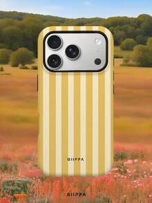 GIIPPA 1pc Warm Yellow Vertical Stripe Pattern Design, Phone 17 Pro Max Phone Case, Compatible With Phone 16 Pro Max, 15 Pro Max, 14 Pro Max, Korean High-End Fashion Fun Phone Case, Compatible With 11/12/13/14/15/16 Pro Max Plus, Elegant Design Suitable For Men And Women, Perfect Gift For Girlfriend On Christmas, Valentine's Day, Easter, Wedding Season And Birthday! - Yellow - View 8